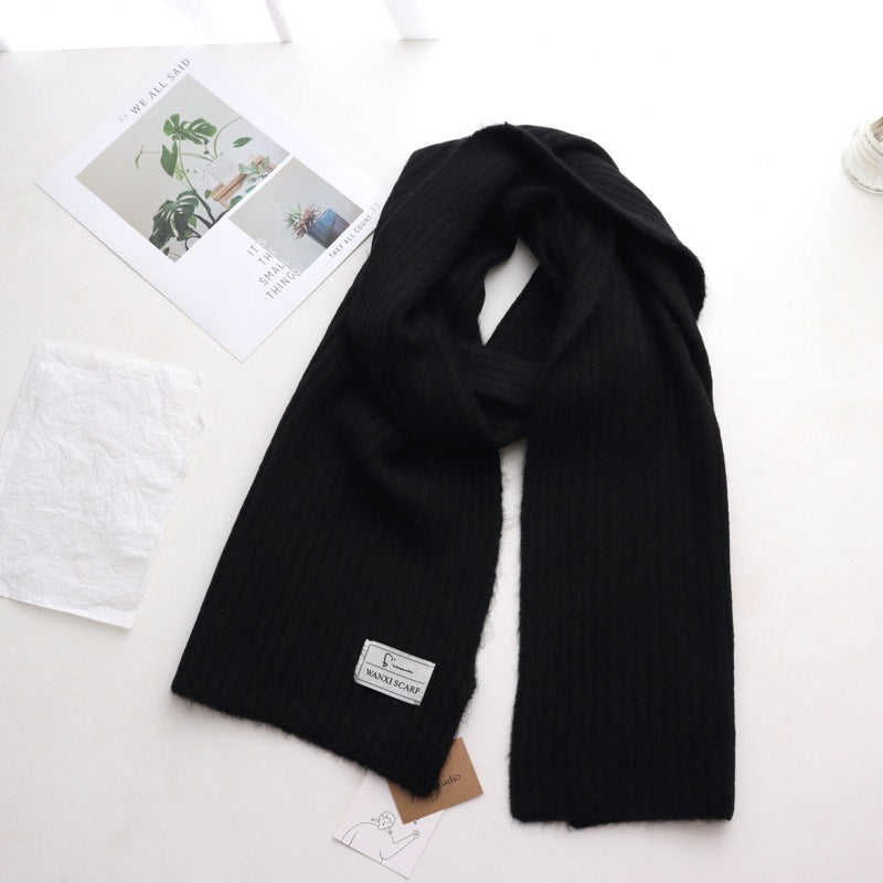 Short Knitted Plain Striped Scarves For Men And Women