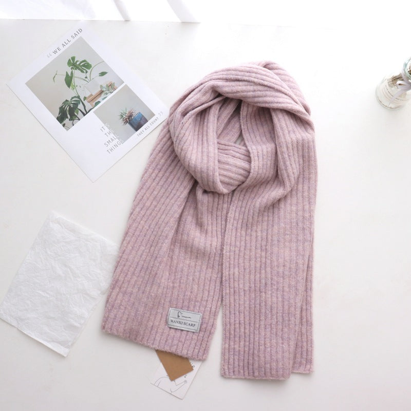 Short Knitted Plain Striped Scarves For Men And Women