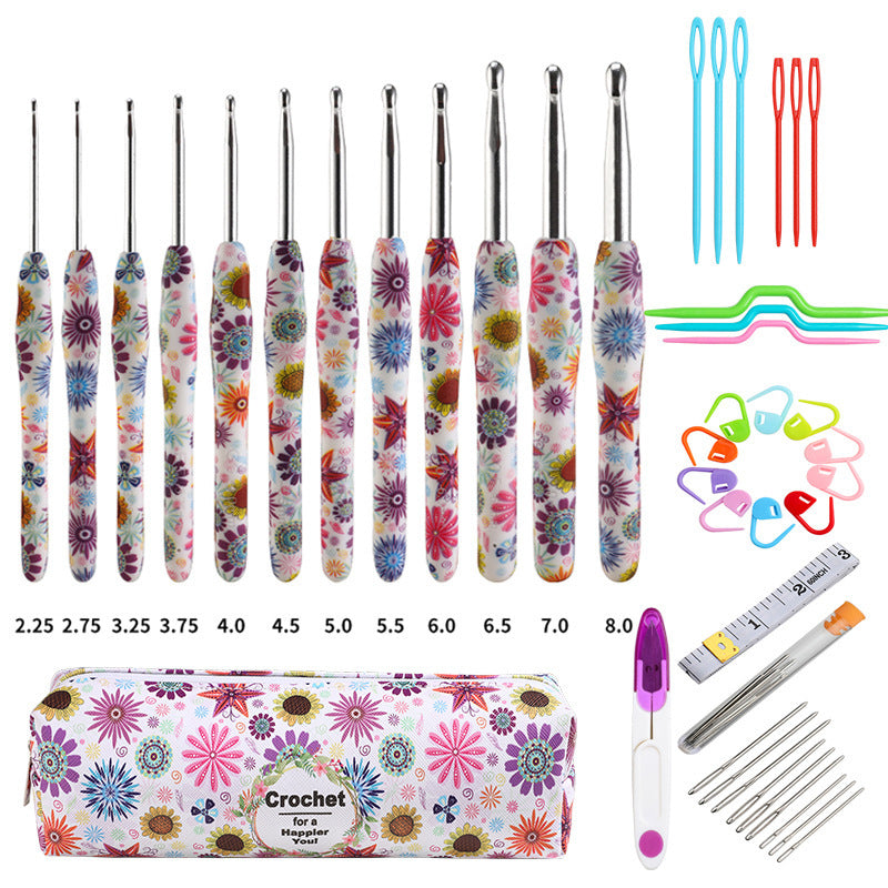 Soft Handle Printing Crochet Hook Set