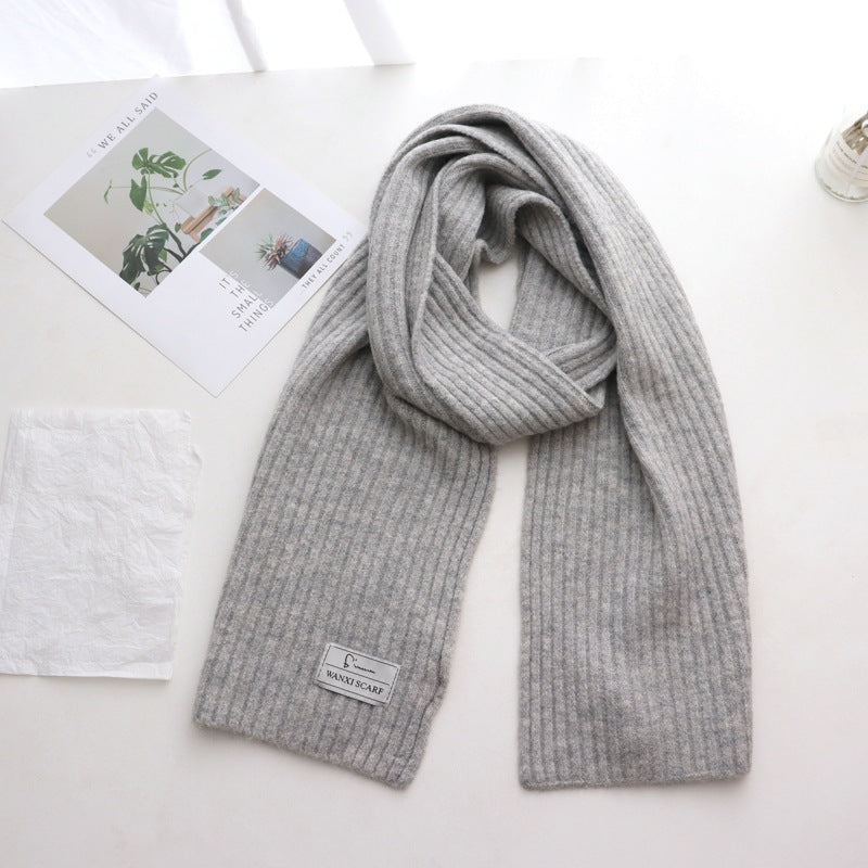 Short Knitted Plain Striped Scarves For Men And Women