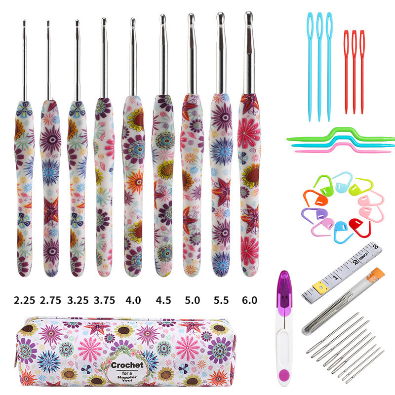 Soft Handle Printing Crochet Hook Set